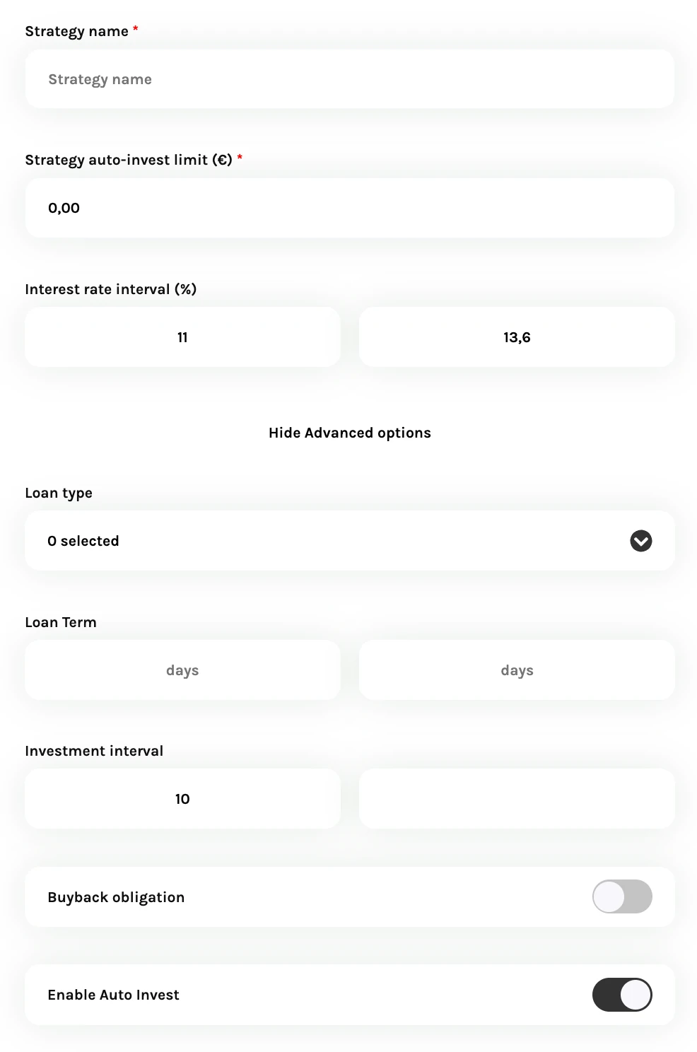 Loanch auto-invest