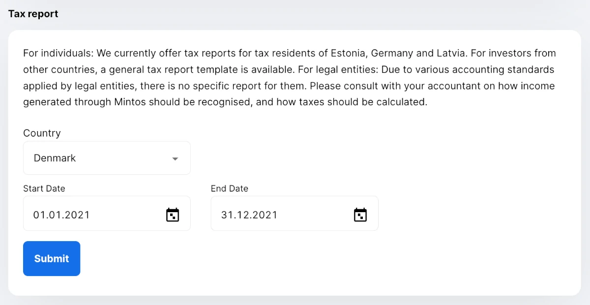 Mintos tax report